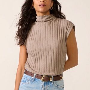 Michael Stars Nara Ribbed Mock Neck Sleeveless top